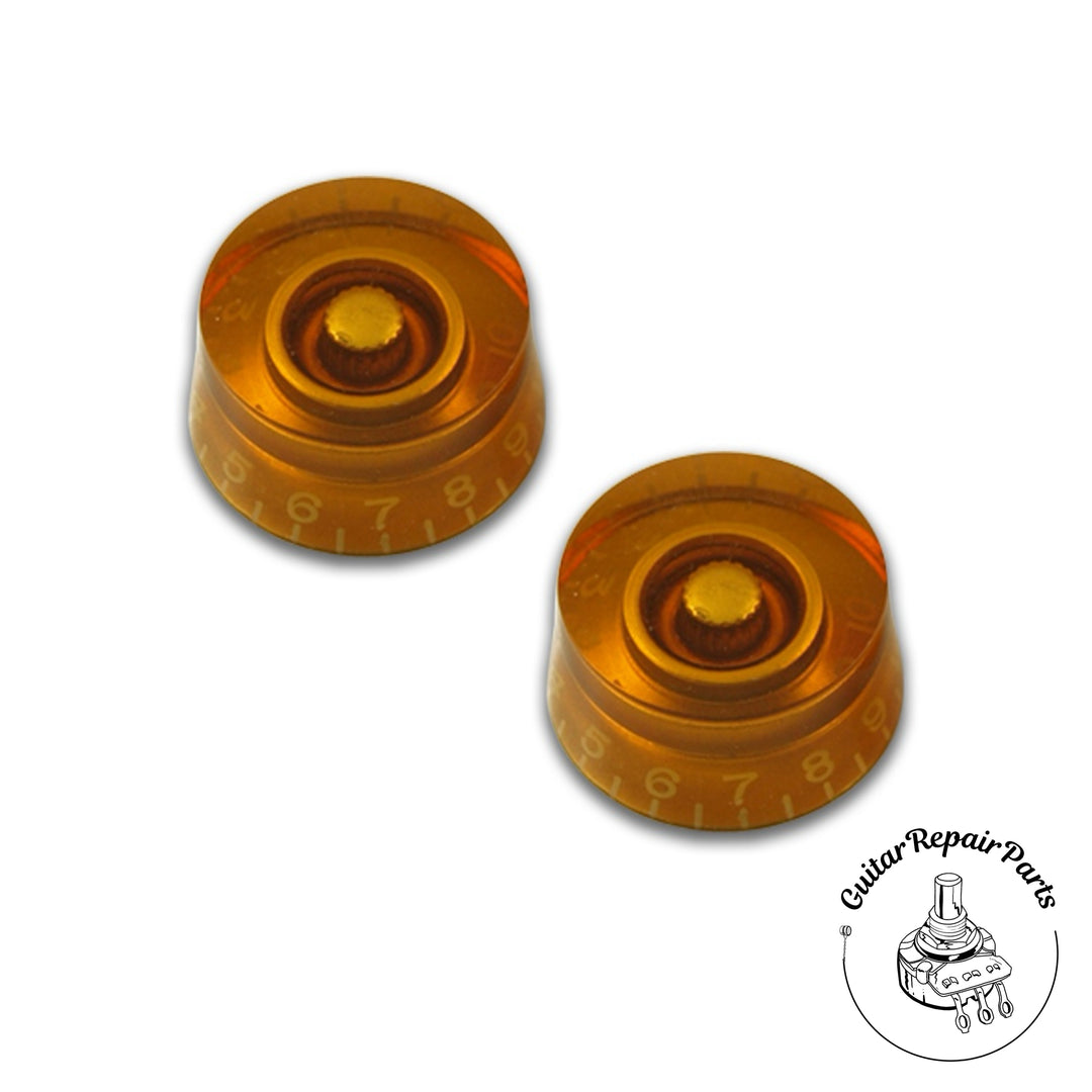 Left-Handed Plastic Speed Knobs, Fits Fine-Splined Split-Shafts (2 pcs) - Amber