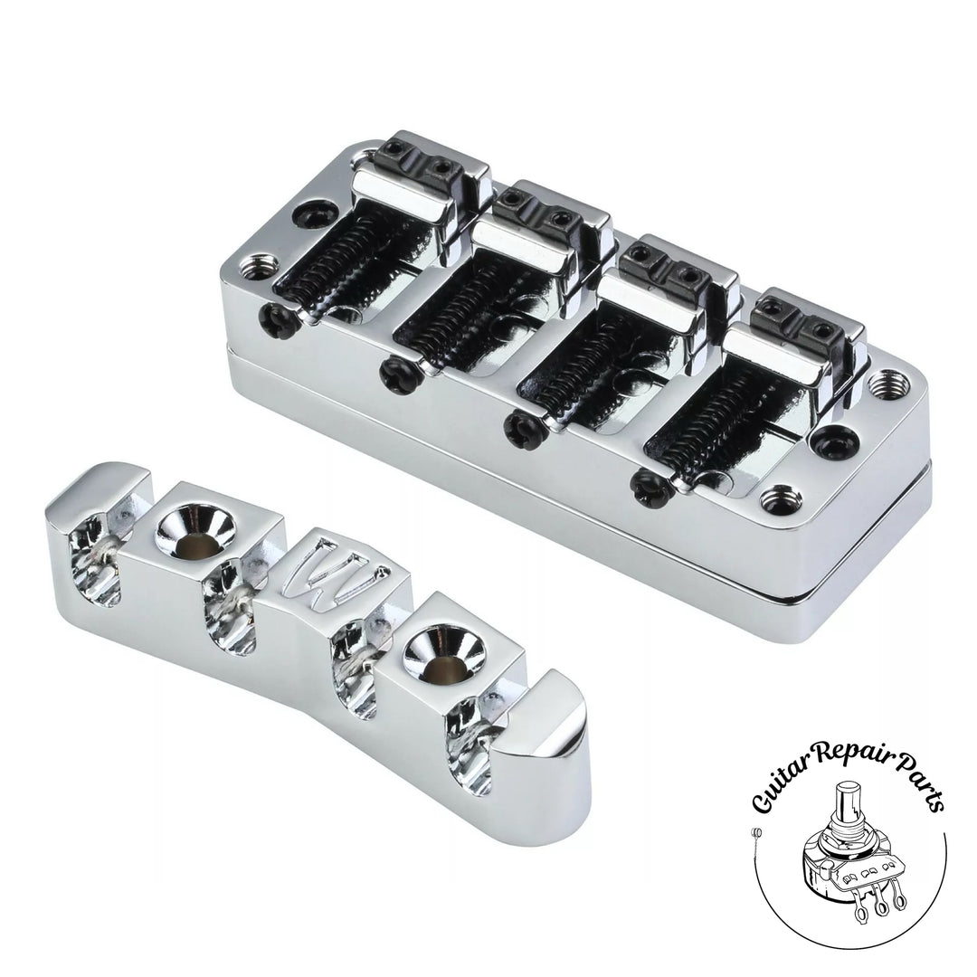 Warwick 2-Piece 3D Bridge & Tailpiece, 4-String, SP W 30118 4C - Chrome