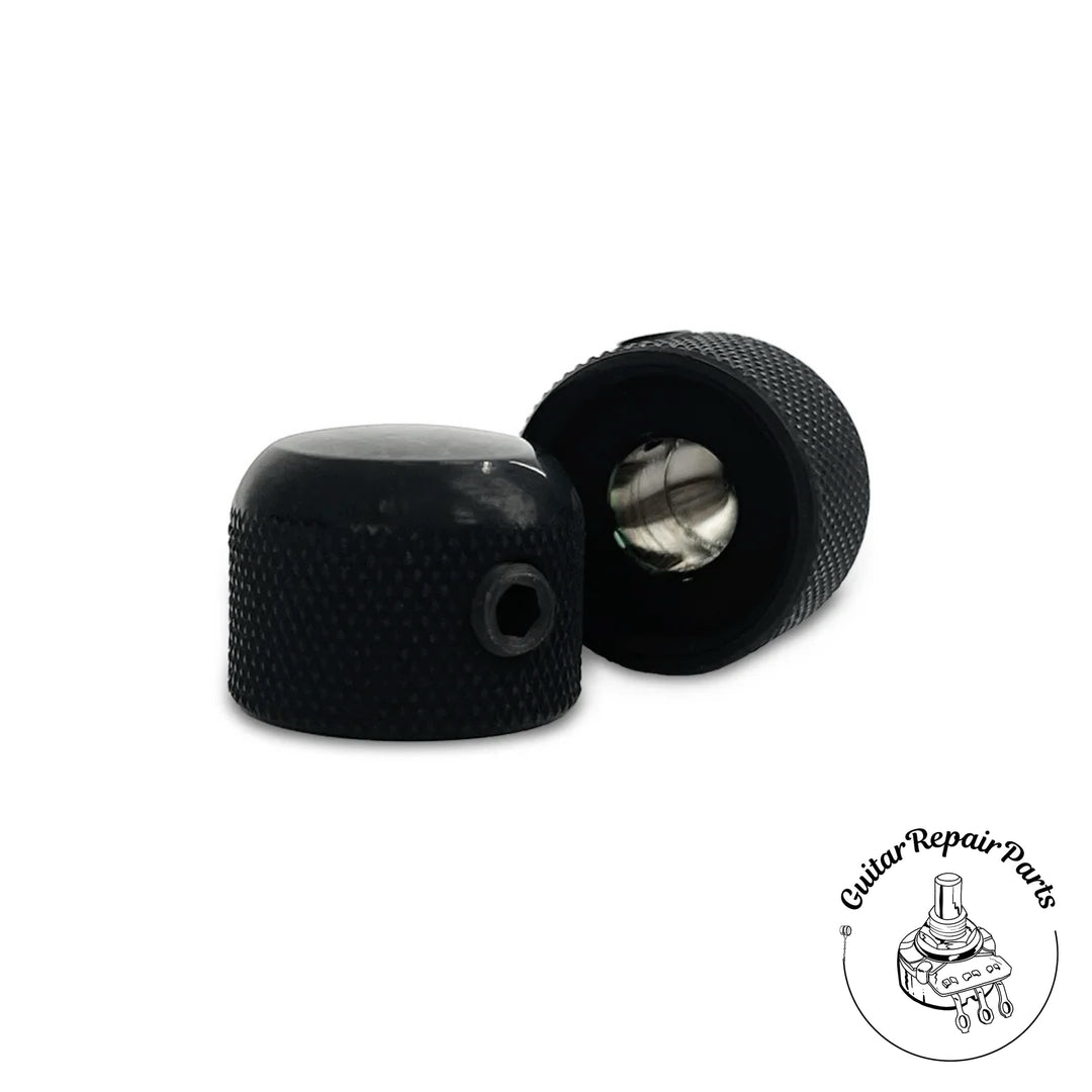 Mini Dome Top Metal Knobs, w. Set Screw (2 pcs) - Black