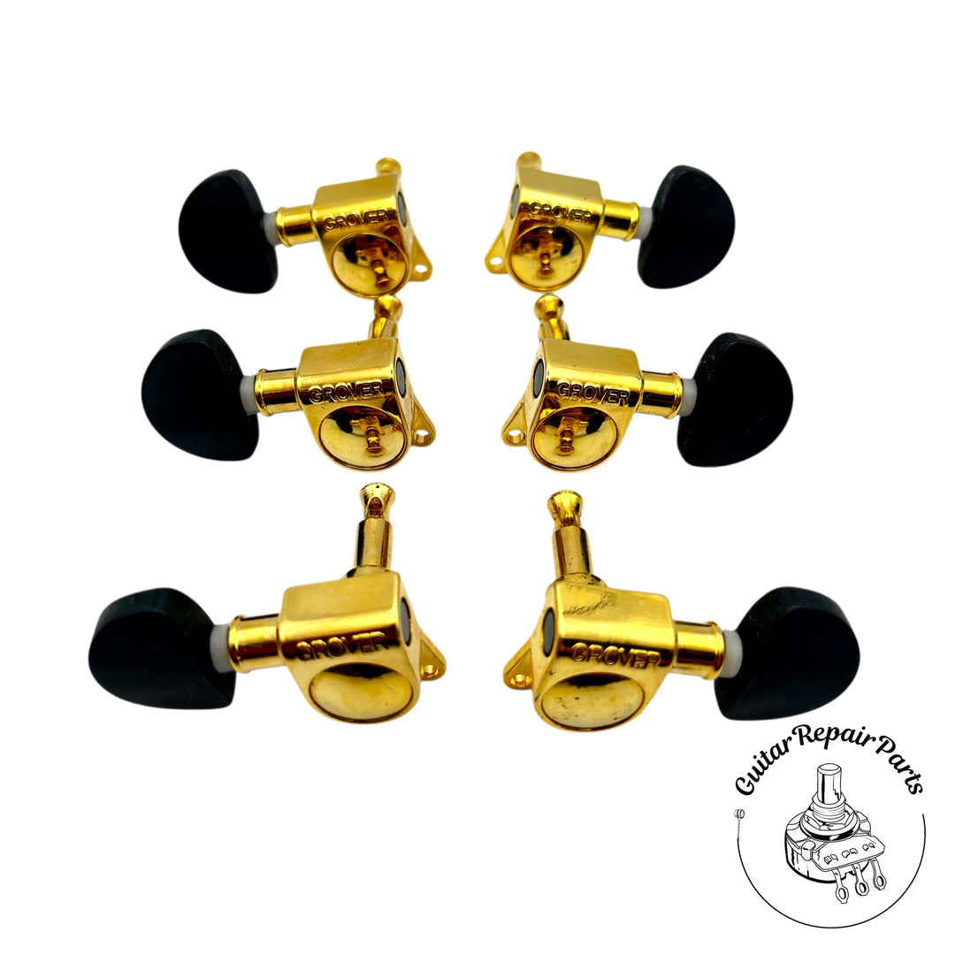Grover Mid-Size Rotomatic Guitar Tuning Machine Keys, 3x3 - Gold/Black (B-Stock)