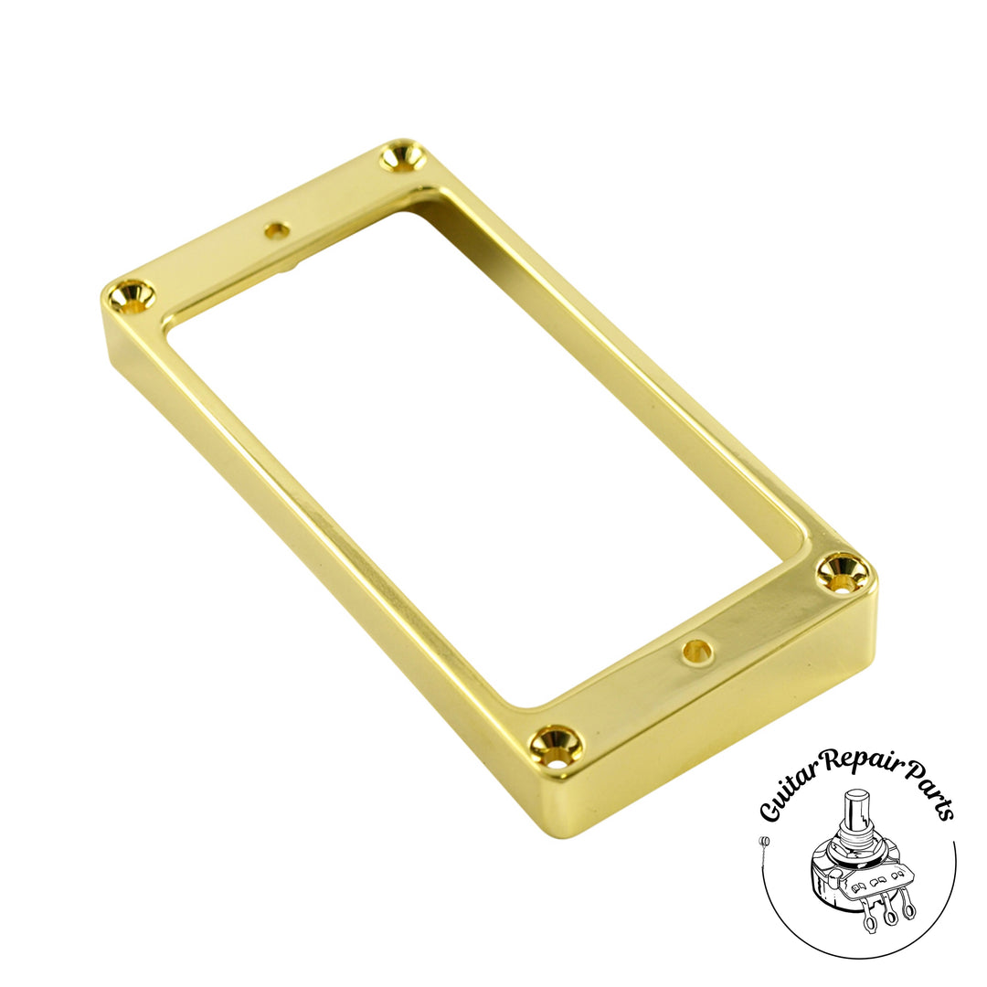 Metal Humbucker Pickup Mounting Ring, Flat bottom, High - Gold