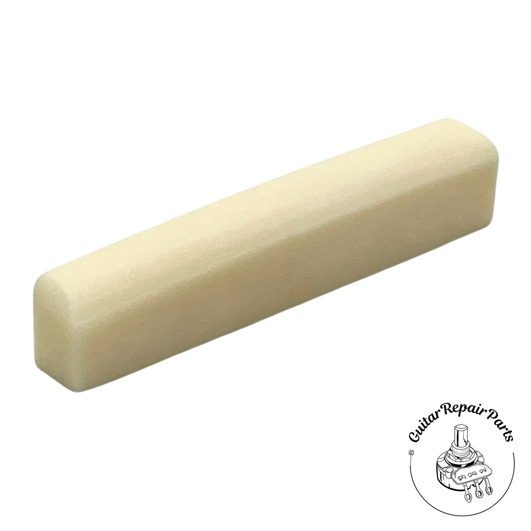 Shaped Bone Nut Blank For Guitar 44mm x 5.4mm x 8.8mm - Bleached Bone