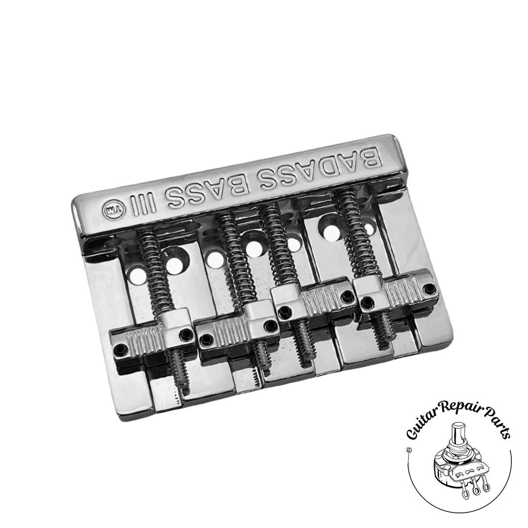 Leo Quan Badass III Hi-Mass 4 String Bass Bridge, 3-Screw Mount - Chrome