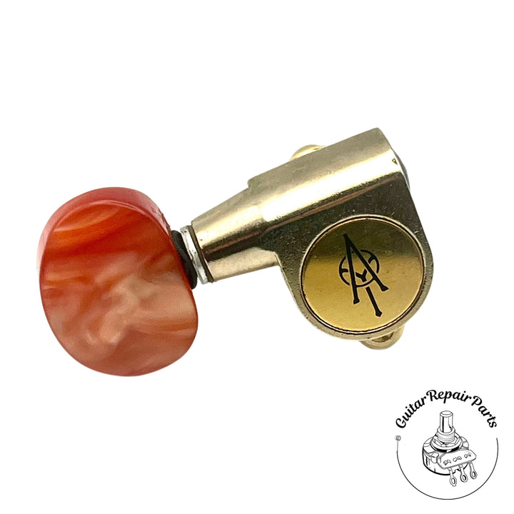 Alvarez Guitar Tuning Machine Keys, 3x3 w. Orange Button (6 pcs) (B-Stock)
