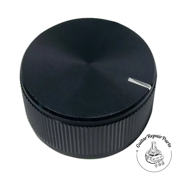 Aluminum Knob, 1.25" Diameter, Positive Grip, Notched indicator - Black