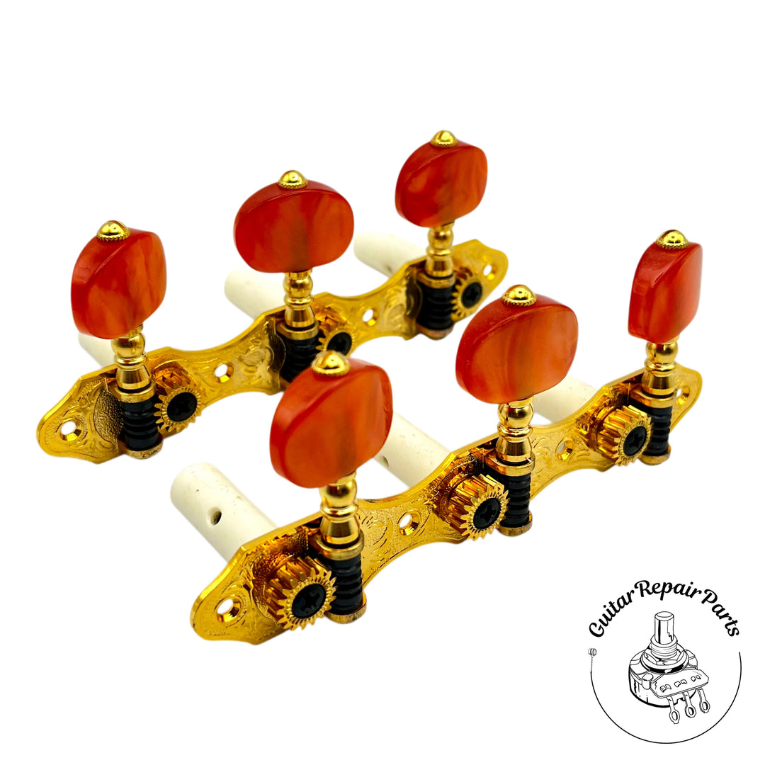 Alvarez Classical Guitar Tuning Key Set - Gold / Orange Pearloid (B-Stock)