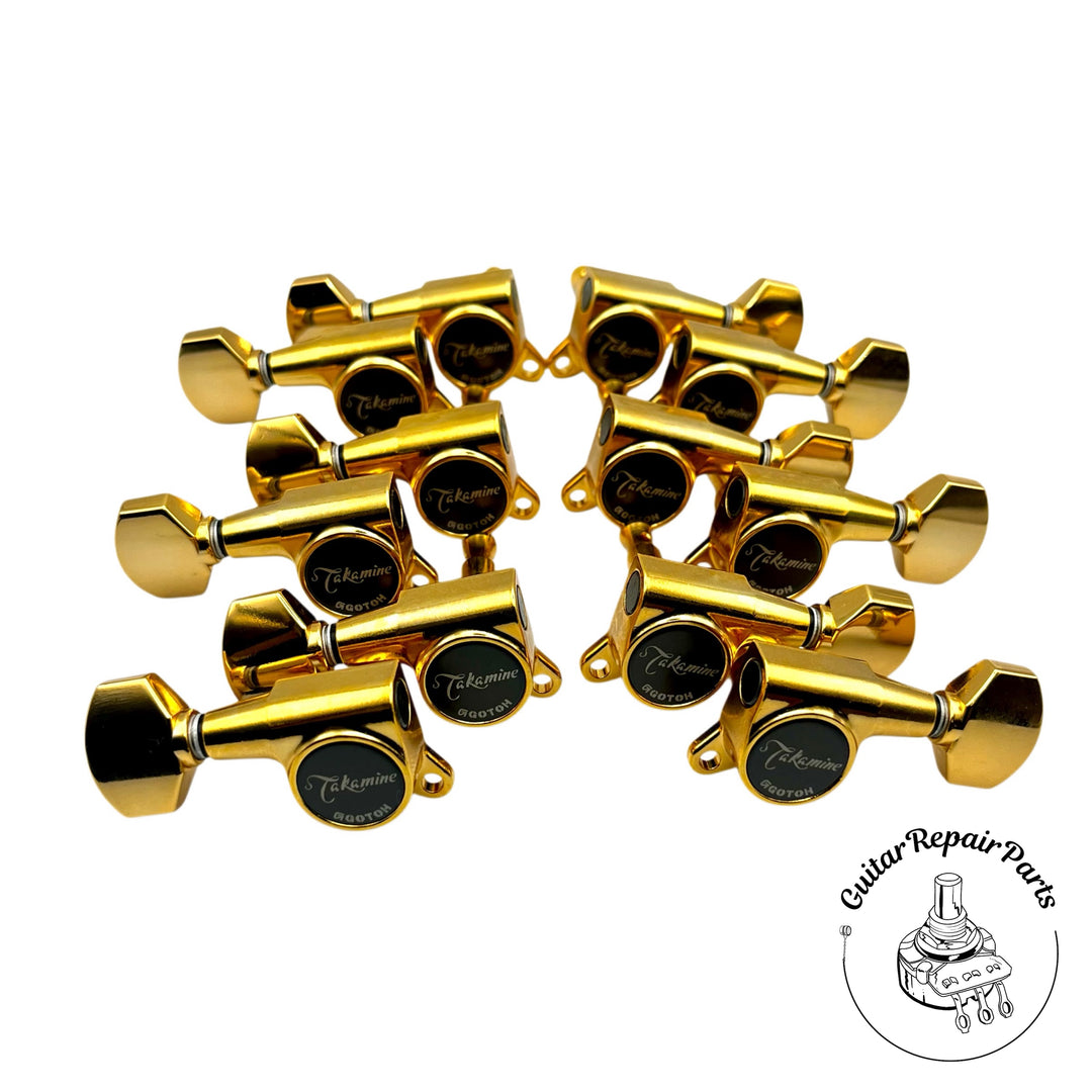 Takamine TP0512 12-String Guitar Tuning Keys, Gotoh SG381-07G-12 (12 pcs) - Gold