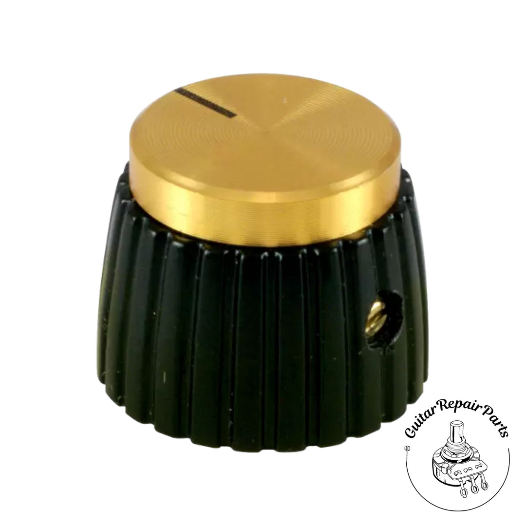 Plastic Amplifier Knob For Marshall (1 pc) - Black w. Gold Cap