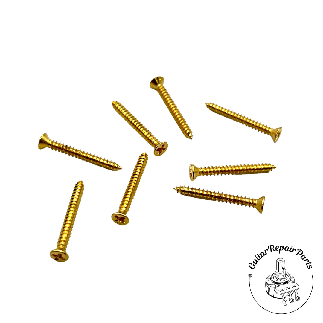 Humbucker Pickup Mounting Ring Screws, Long, #2 x 3/4" Countersunk (8 pcs) - Gold