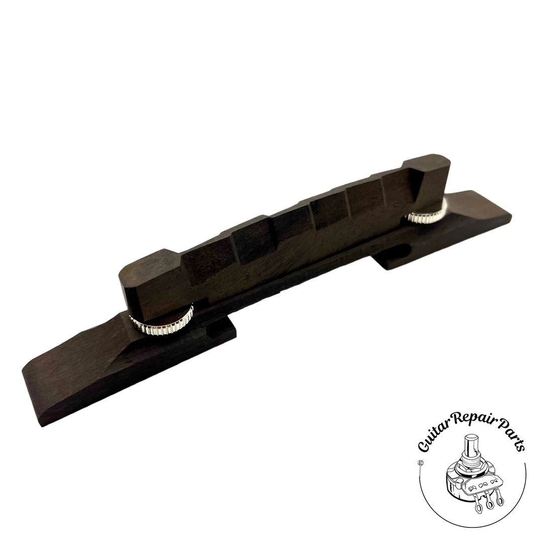 Compensated Archtop Guitar Bridge - Ebony / Chrome