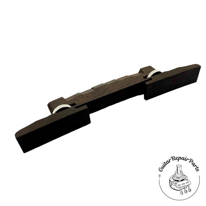 Compensated Archtop Guitar Bridge - Ebony / Chrome