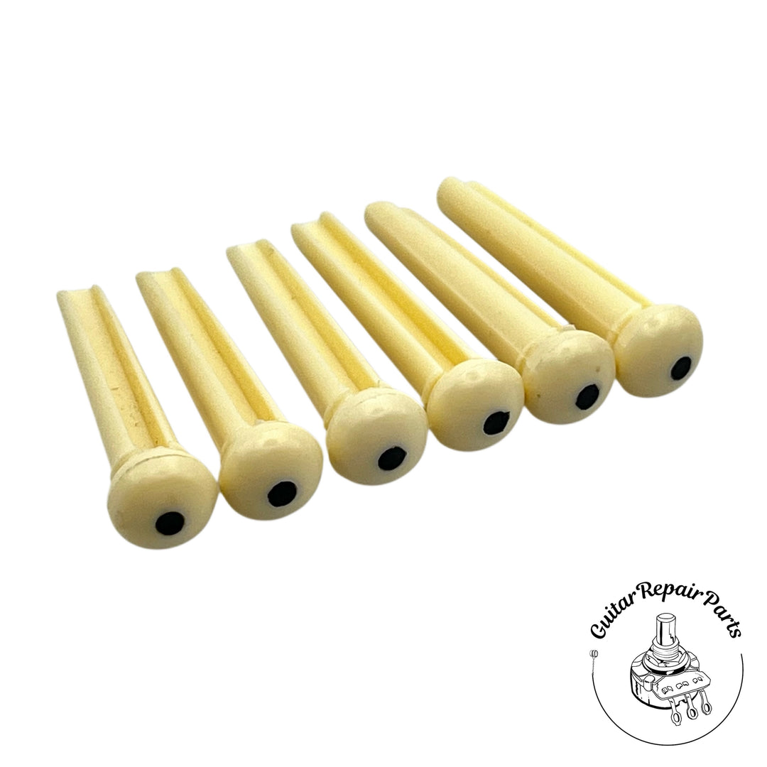 Takamine G Series Acoustic Guitar Bridge Pins (6 pcs) - Ivory w. Black Dot