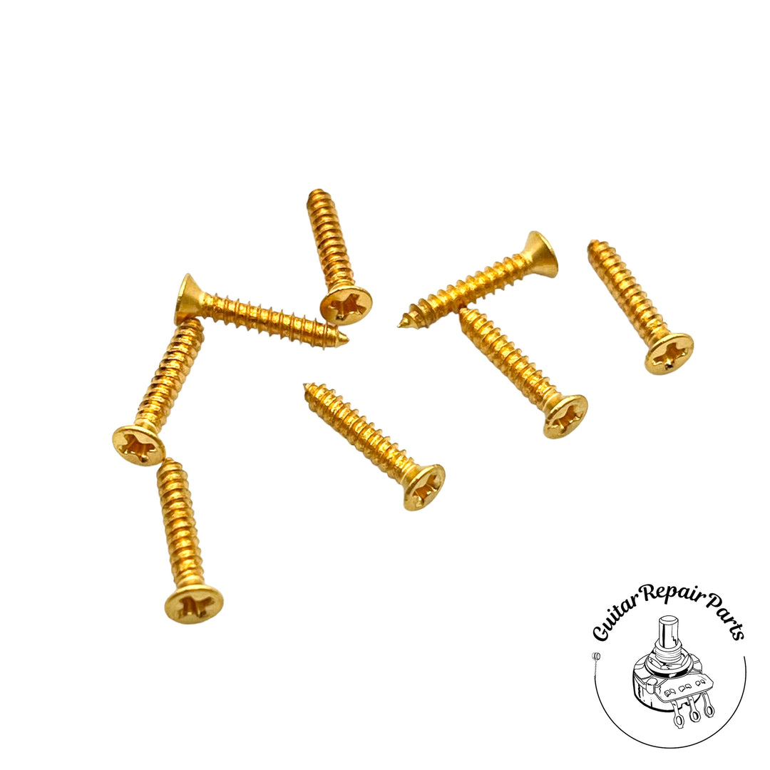 Humbucker Pickup Mounting Ring Screws, Short, #2 x 1/2" Countersunk (8 pcs) - Gold