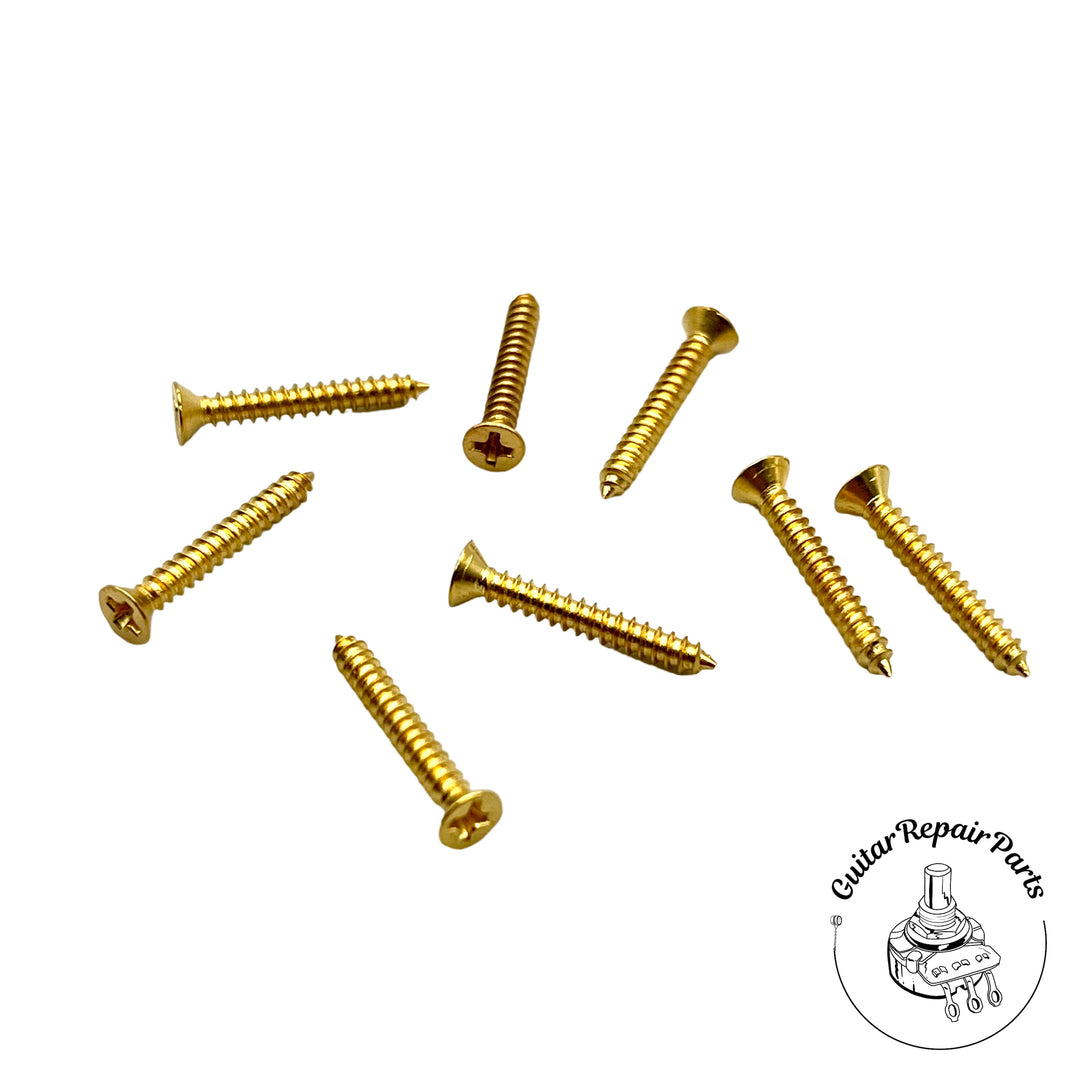 Humbucker Pickup Mounting Ring Screws, Medium, #2 x 5/8" Countersunk (8 pcs) - Gold