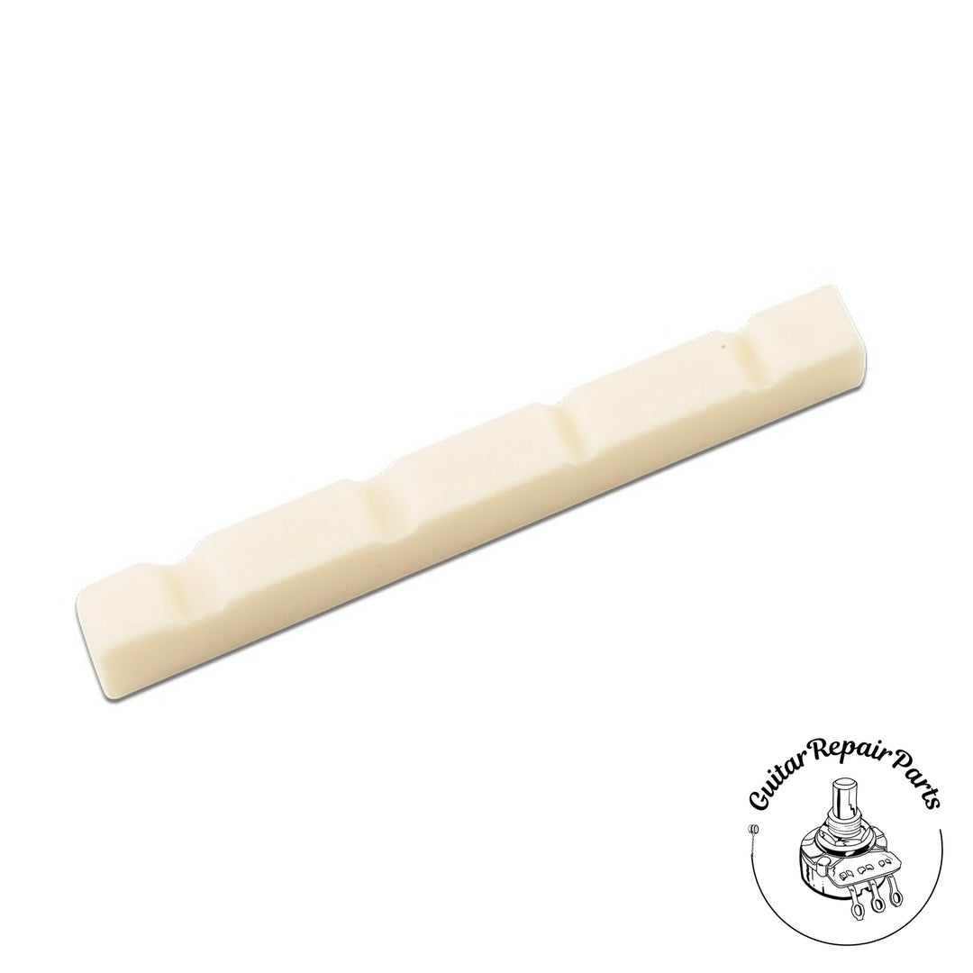 Slotted Bone Nut For Jazz Bass, Flat Bottom, 38mm  - Bleached Bone