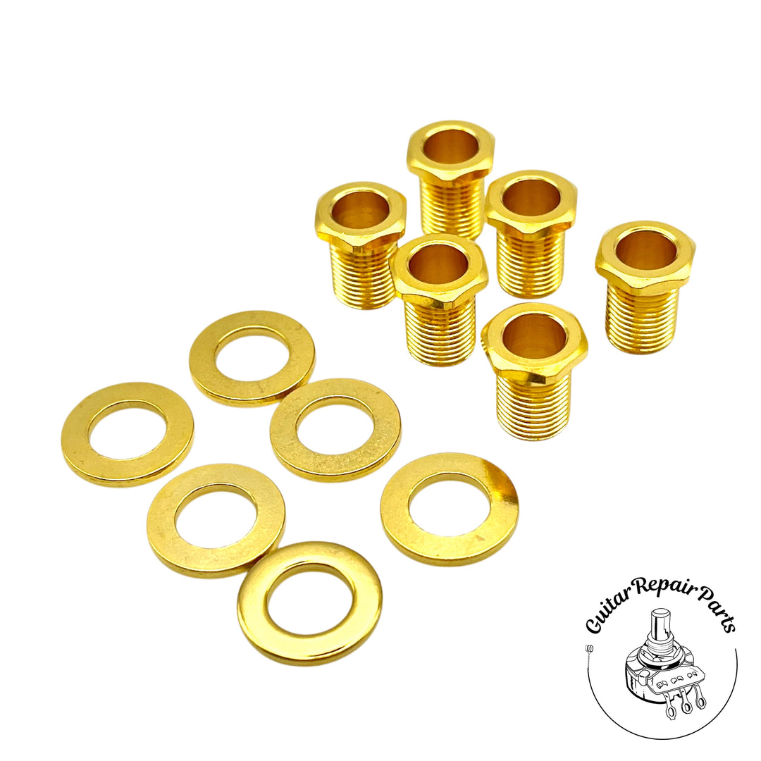 Threaded Hex Head Bushing and Washer Set For Tuning Machines - Gold