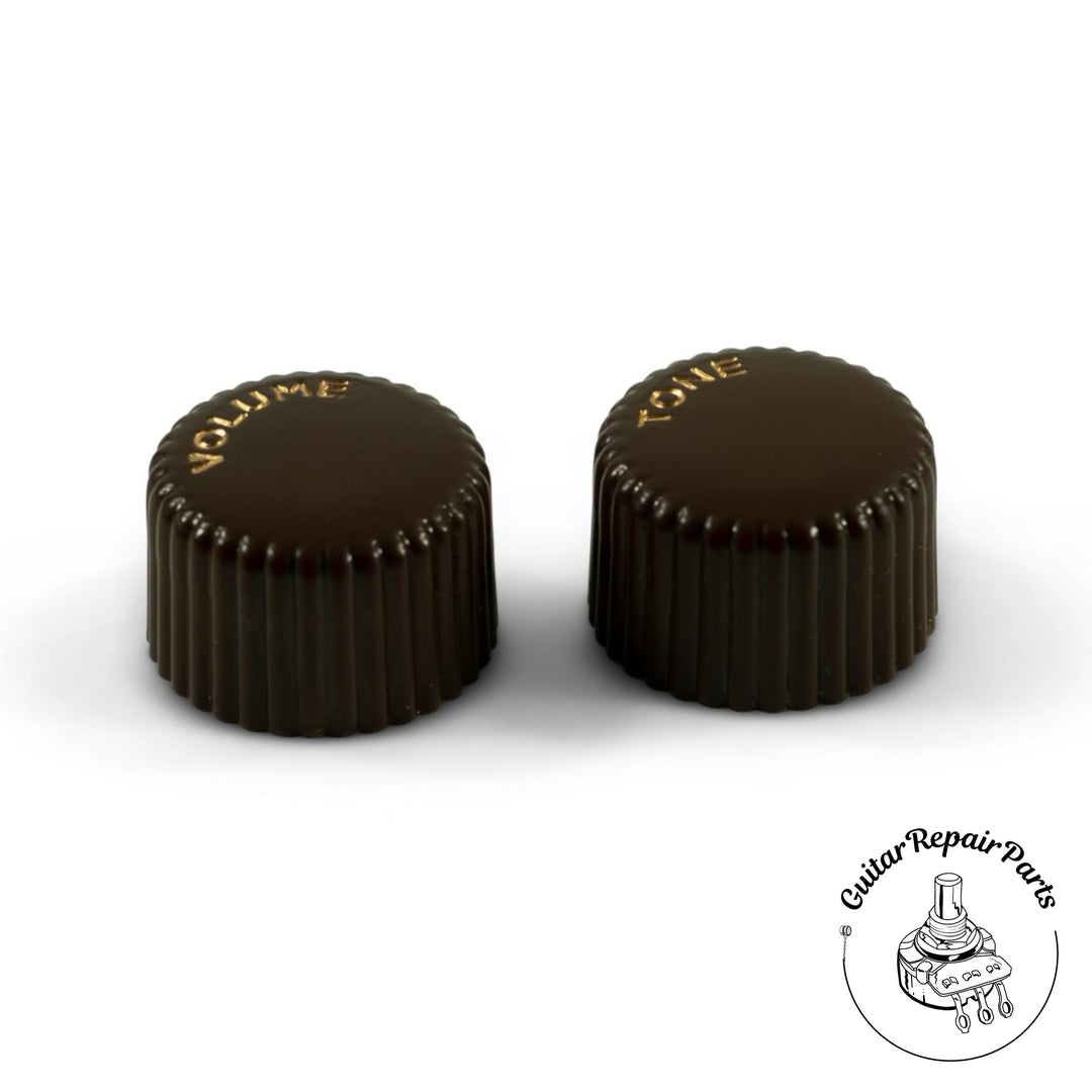 Plastic Vintage Style Cupcake Volume / Tone Knob Set (2 pc) - Brown