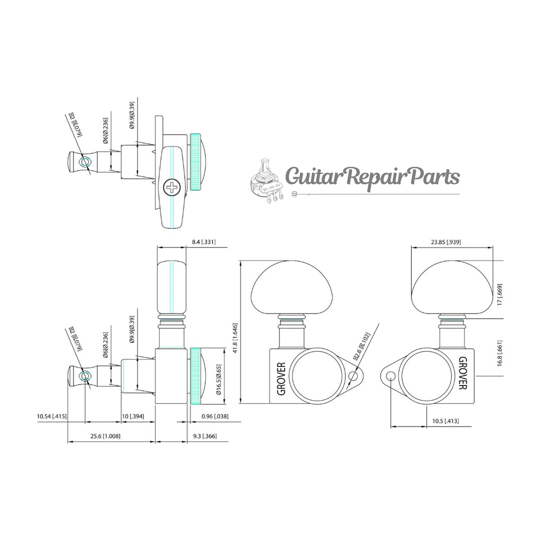 Grover 502 Series Roto-Grip Locking Rotomatic Tuning Machines 3x3 - Ch –  GuitarRepairParts.com