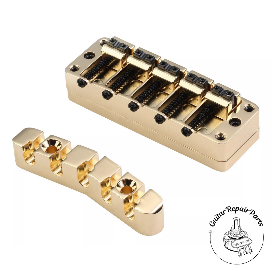 Warwick 2-Piece 3D Bridge & Tailpiece, 5-String, SP W 30126 5G - Gold