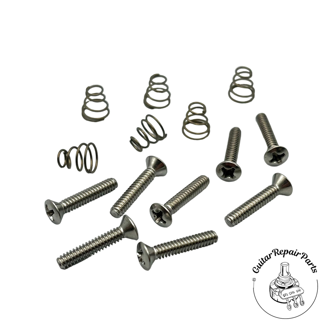 Single Coil Pickup Screws & Springs #6-32 x 3/4" Countersunk Oval - Stainless