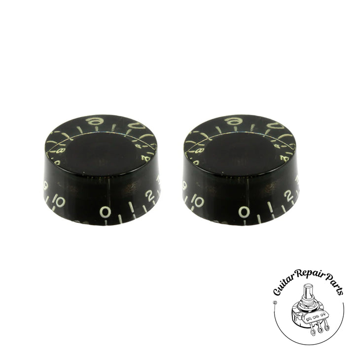 Plastic Speed Knobs For Split-Shaft Potentiometers (2 pcs) Black w. Vintage-Tint