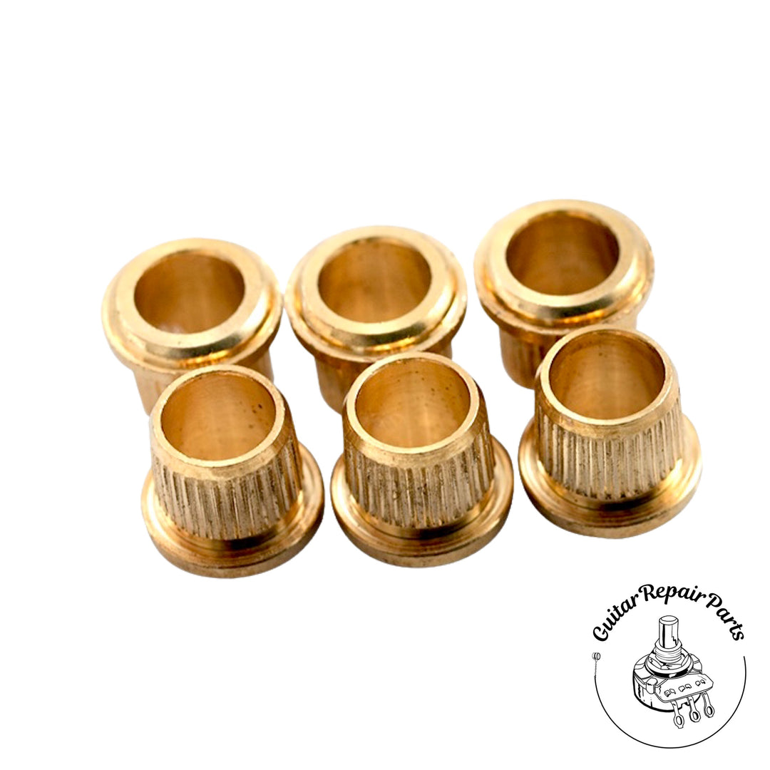 Kluson Press-In Tuning Machine Bushings, Round Gibson Flange, 1/4" Post - Gold