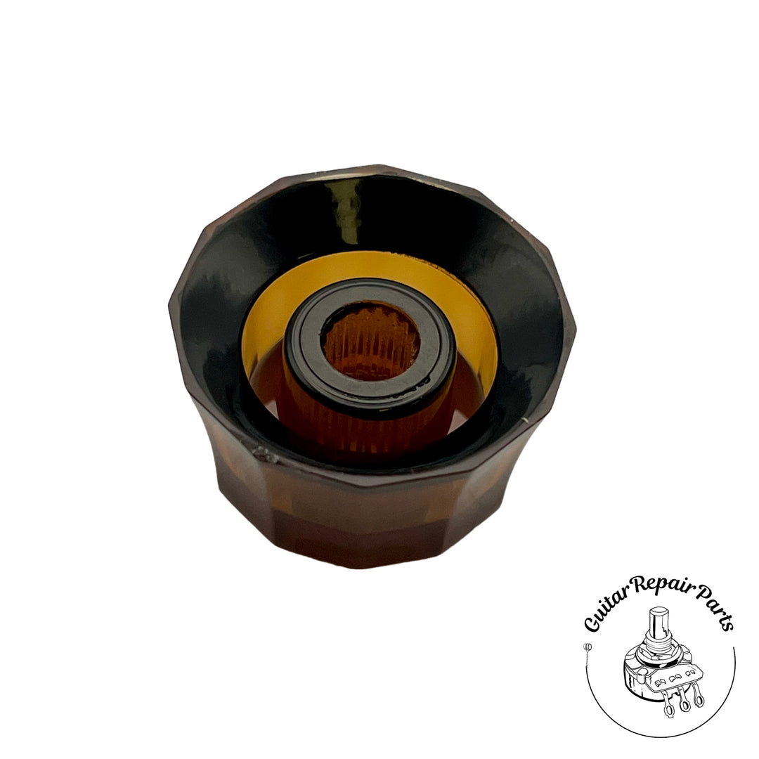 Plastic PRS Style Lampshade Speed Knob, Fits Course-Splined Split-Shaft - Amber