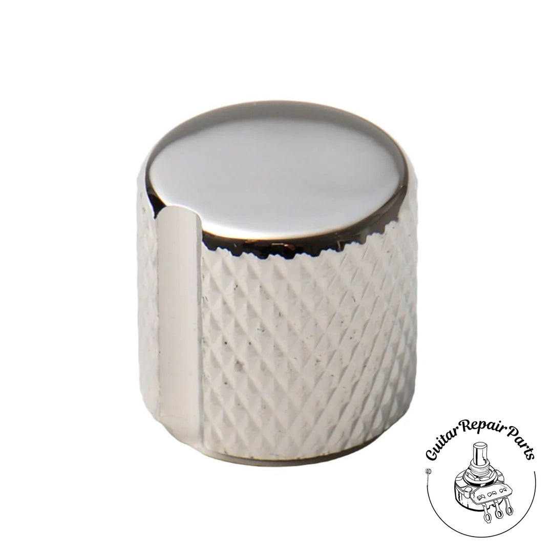 Goldo Deluxe Flat Top Large,Tall Brass Tele Knob w. Set Screw (1 pc) - Nickel