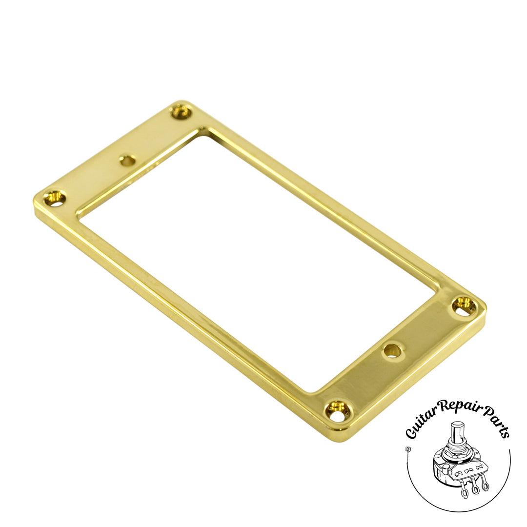 Metal Humbucker Pickup Mounting Ring, Flat Bottom, Low - Gold