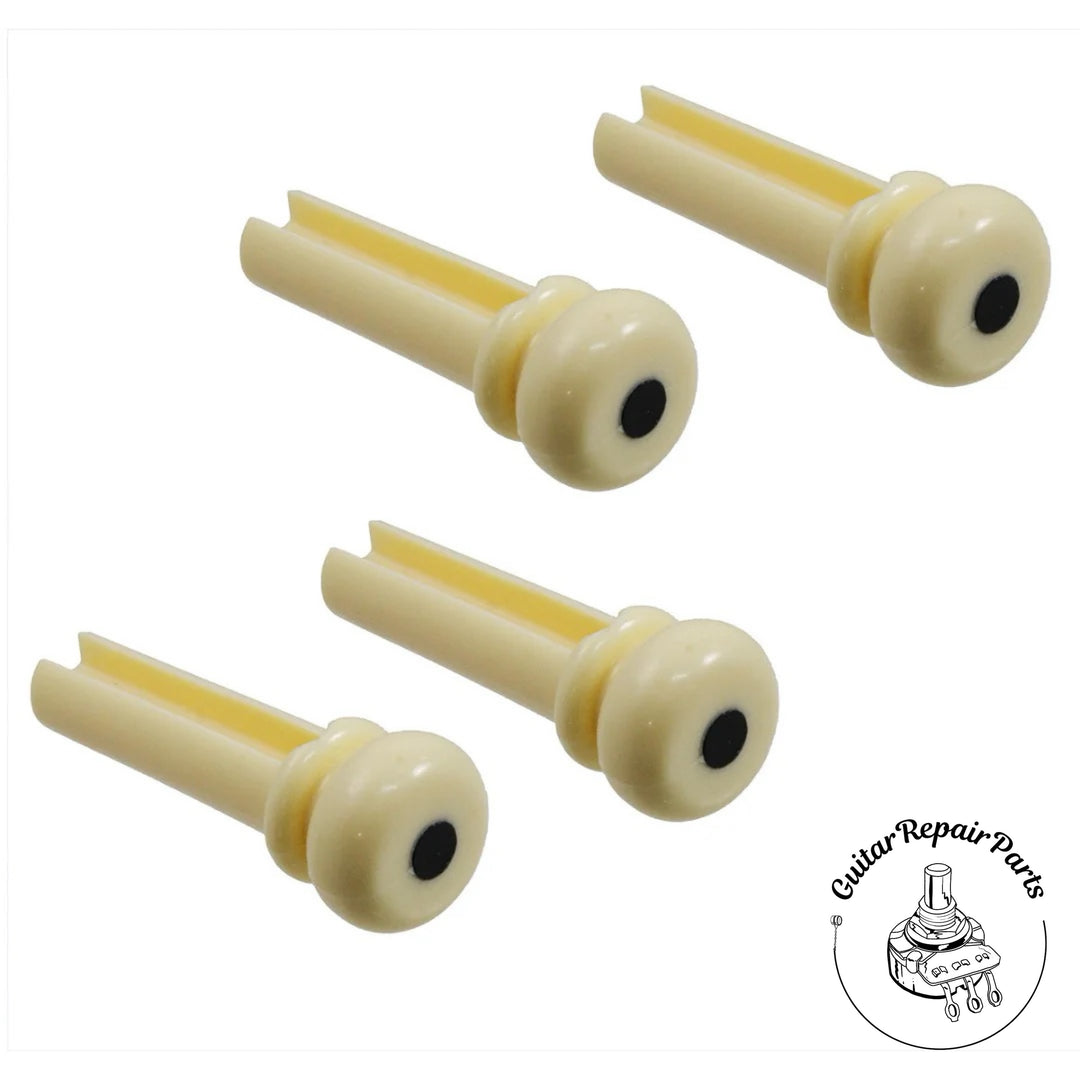 Plastic Acoustic Bass Bridge Pins (4 pcs) - Cream w. Black Dot