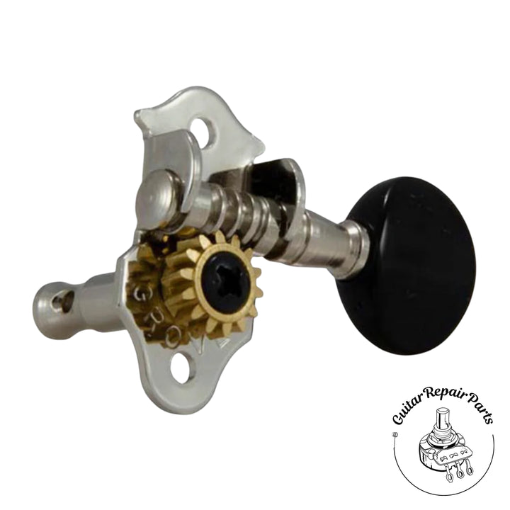 Grover Sta-Tite #9 Series Geared Ukulele Tuning Key Pegs- Nickel w. Black button