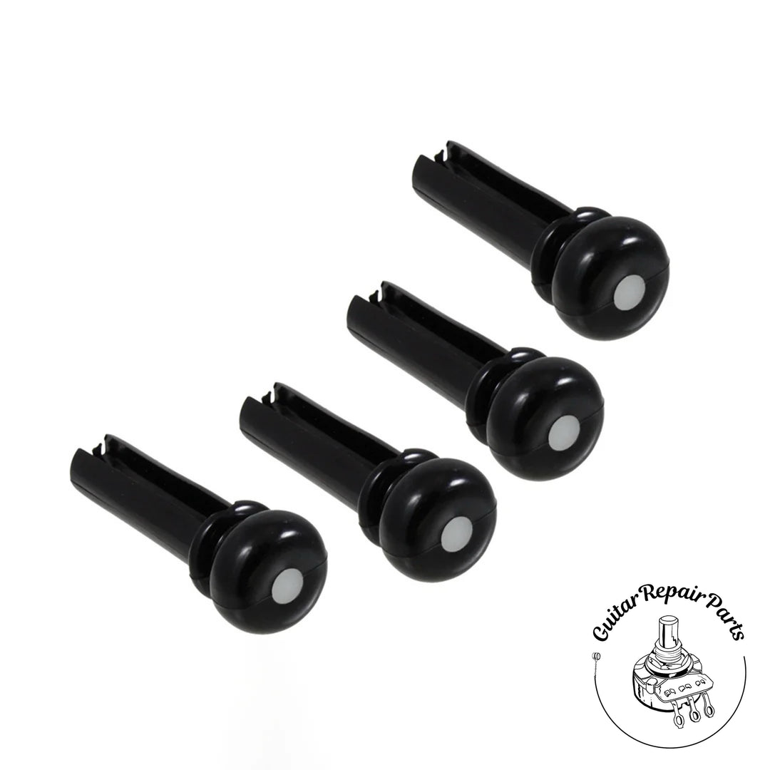 Plastic Acoustic Bass Bridge Pins (4 pcs) - Black w. White Dot