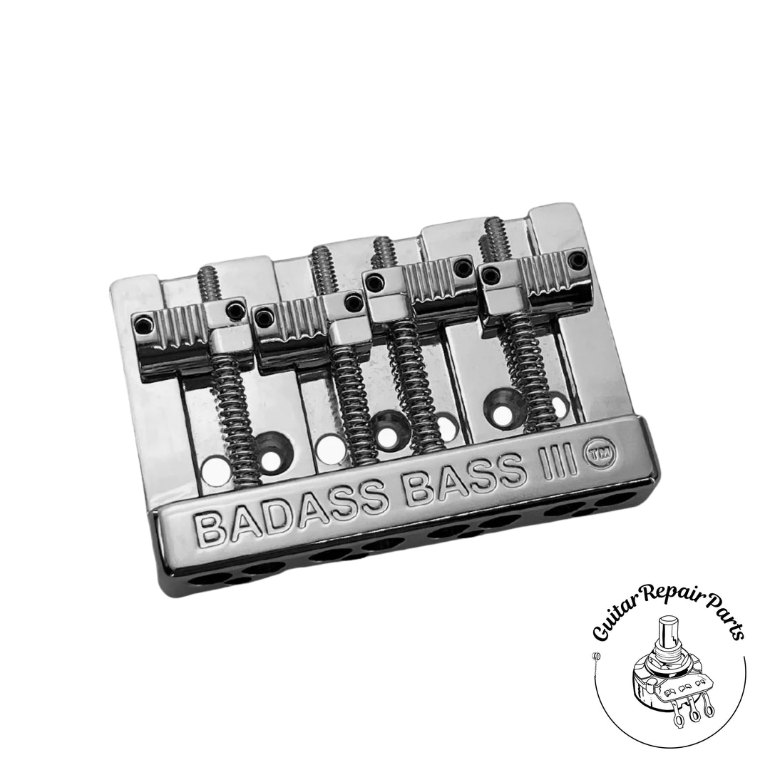 Leo Quan Badass III Hi-Mass 4 String Bass Bridge, 3-Screw Mount - Chrome