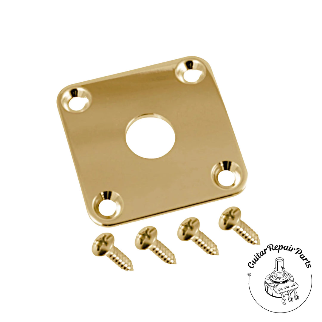 Gotoh Square Metal Jack Plate, Curved for Les Paul Style Side-Mount - Gold