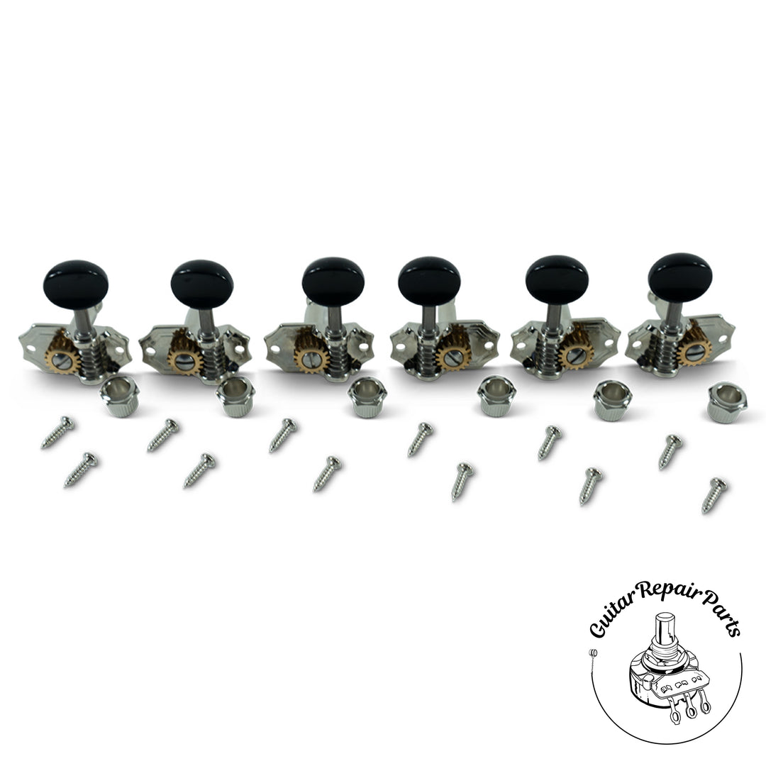 Kluson KP-3V-NB Prestige Vertical Mount 3x3 Open Gear, 18:1 - Nickel / Black