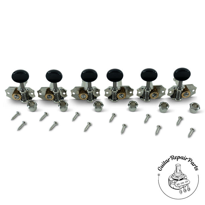 Kluson KP-3V-NB Prestige Vertical Mount 3x3 Open Gear, 18:1 - Nickel / Black