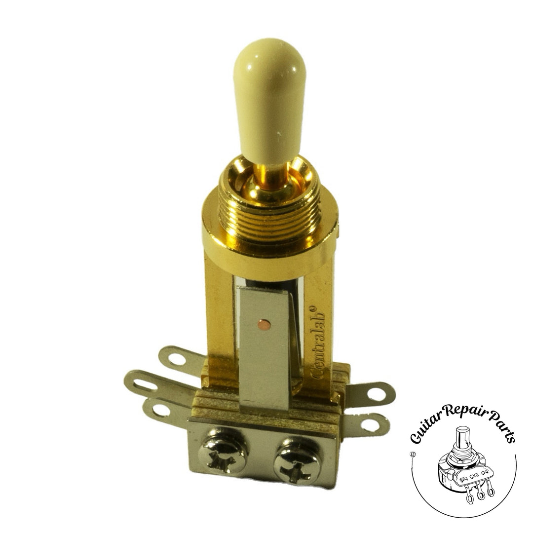 Centralab 3 Position Pickup Selector Toggle Switch, Long Frame, Tall - Gold