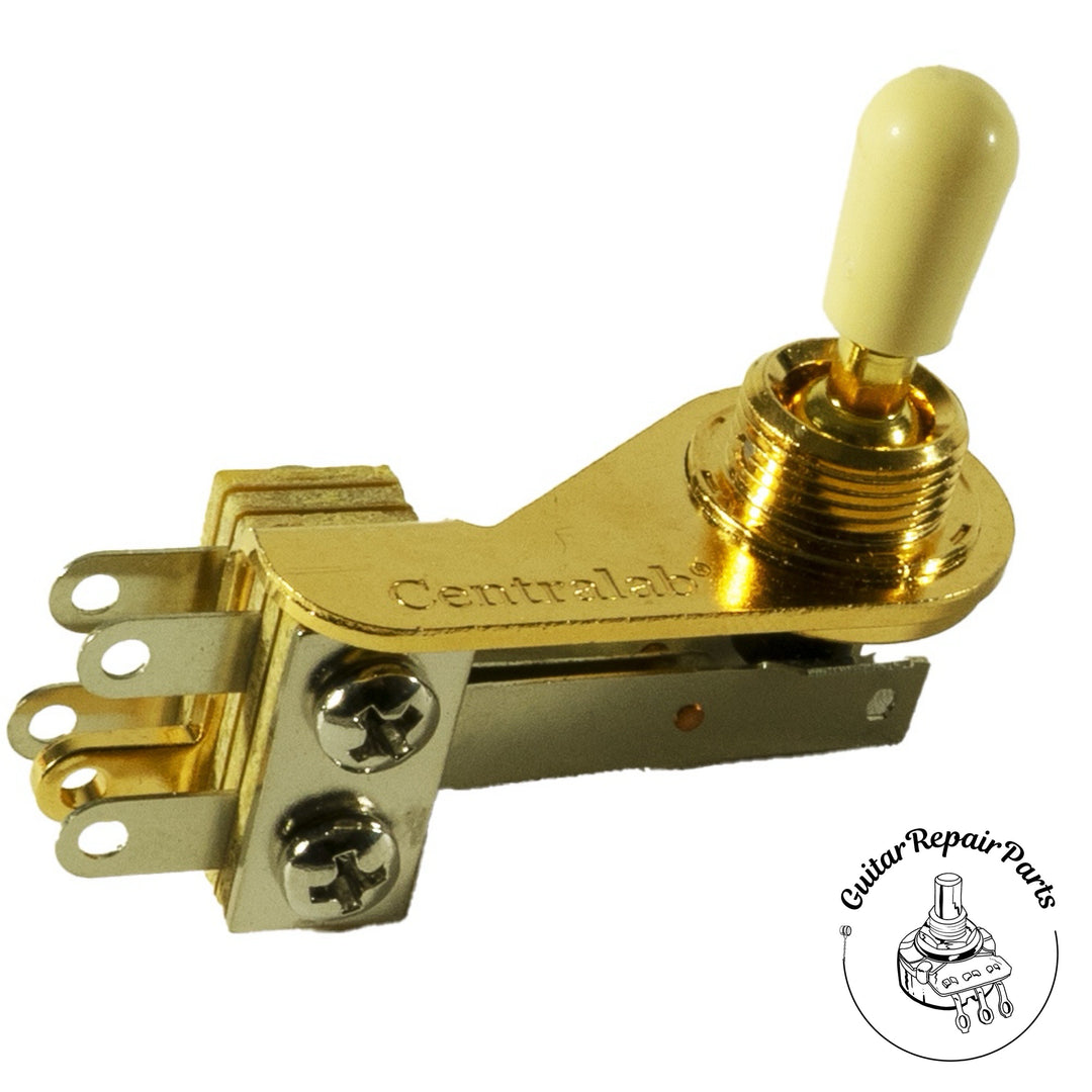 Centralab 3 Position Pickup Selector Toggle Switch Right Angle / L-Type - Gold