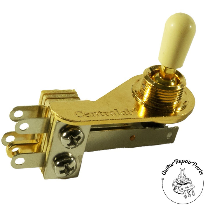 Centralab 3 Position Pickup Selector Toggle Switch Right Angle / L-Type - Gold