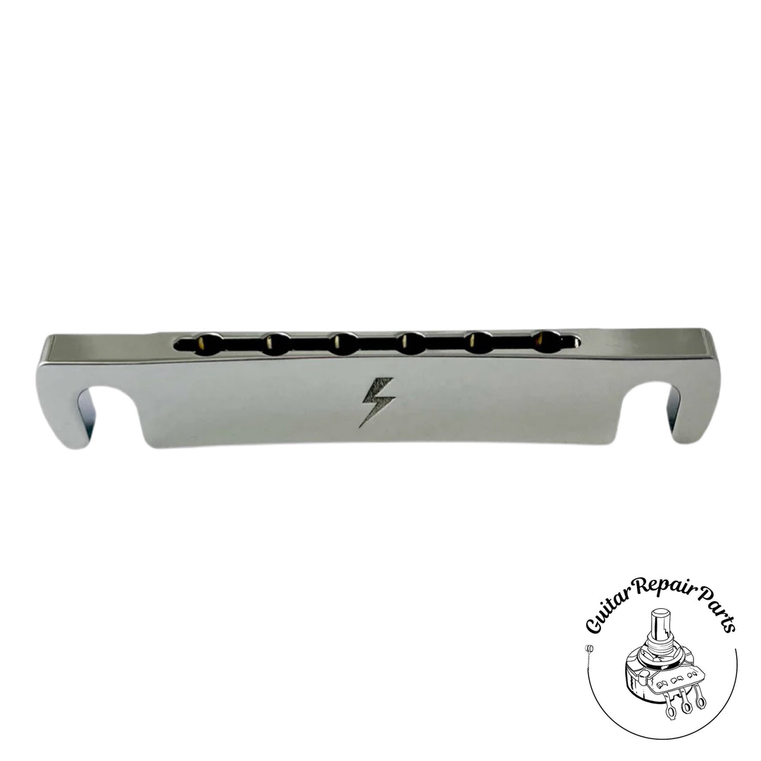 Lightning Guitars Reduced Break-Angle Non-Top-Wrap Stop Tailpiece - Chrome