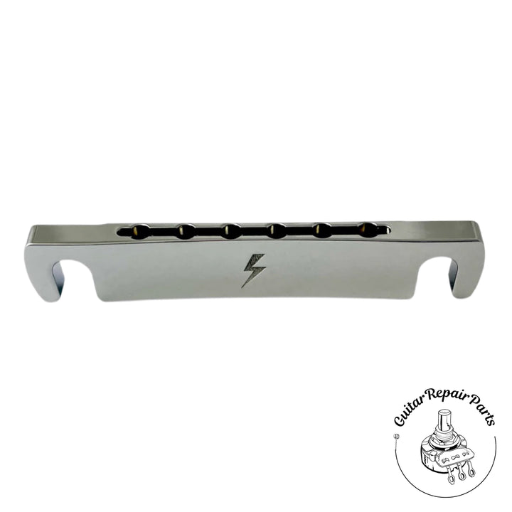 Lightning Guitars Reduced Break-Angle Non-Top-Wrap Stop Tailpiece - Chrome