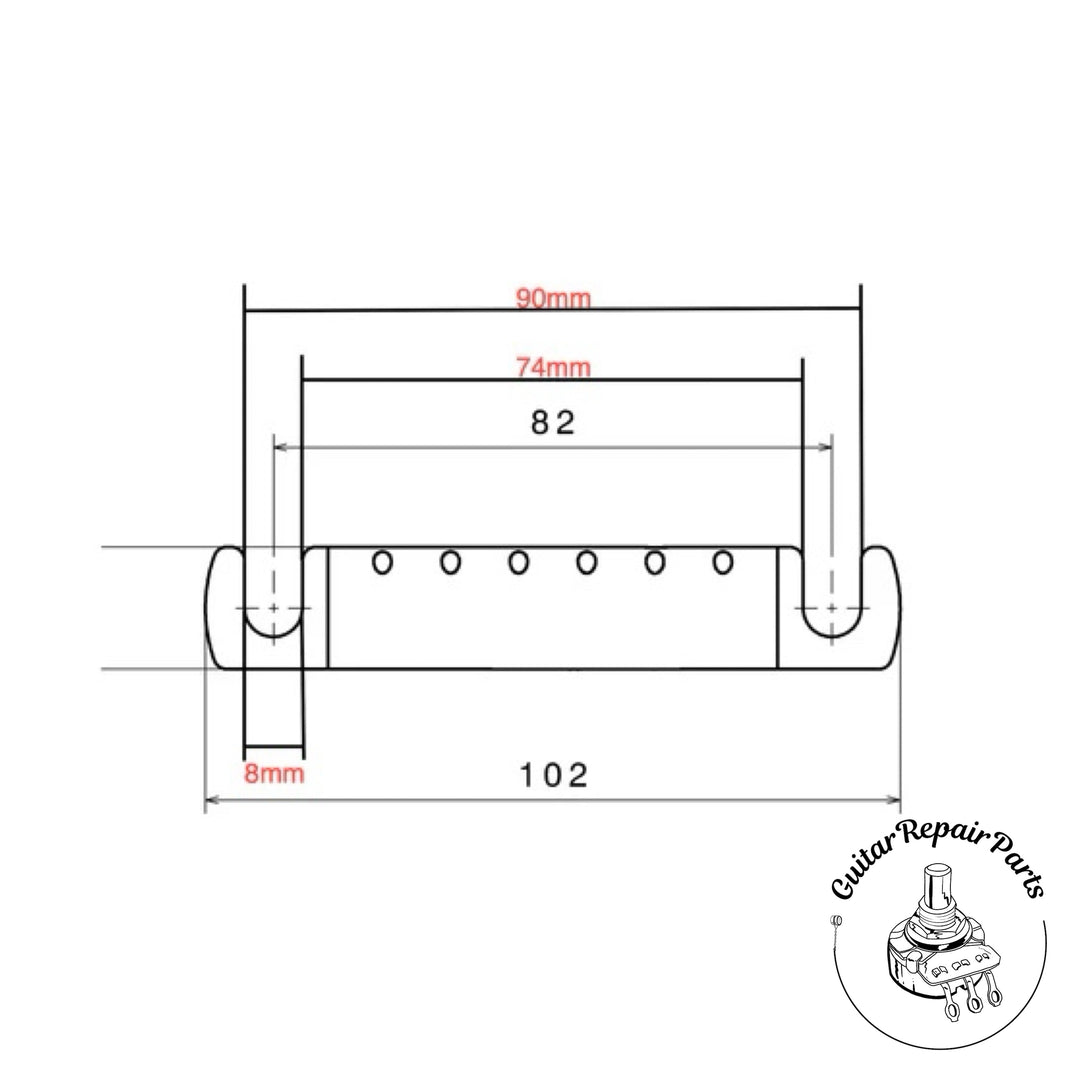 Lightning Guitars Reduced Break-Angle Non-Top-Wrap Stop Tailpiece - Nickel Gloss