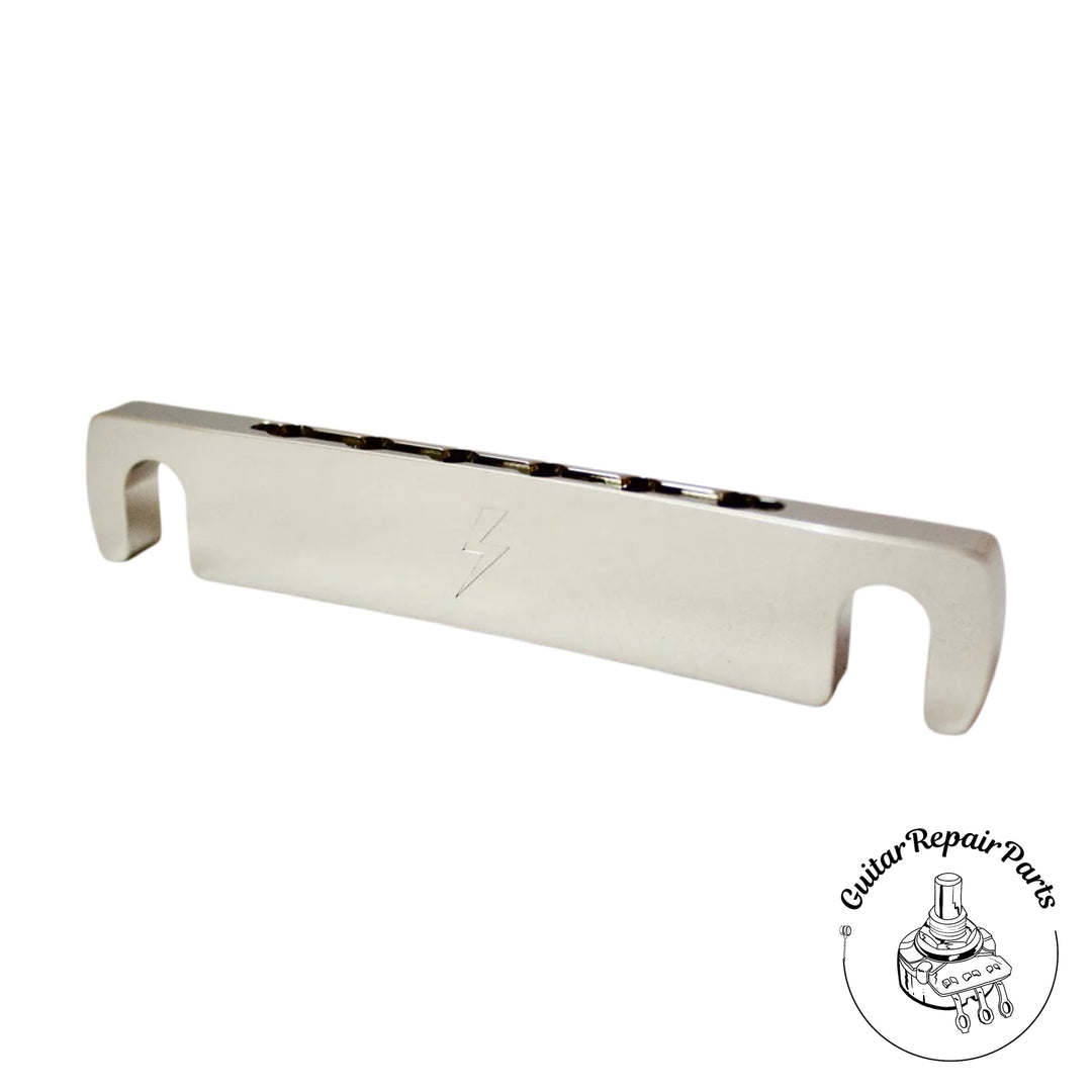 Lightning Guitars Reduced Break-Angle Non-Top-Wrap Stop Tailpiece - Nickel Gloss