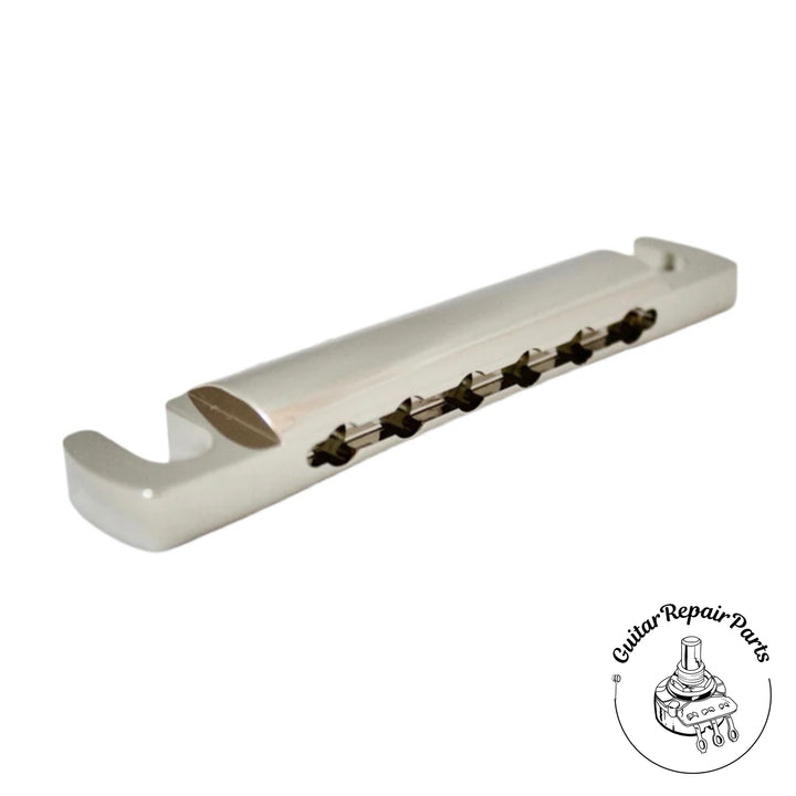 Lightning Guitars Reduced Break-Angle Non-Top-Wrap Stop Tailpiece - Nickel Gloss