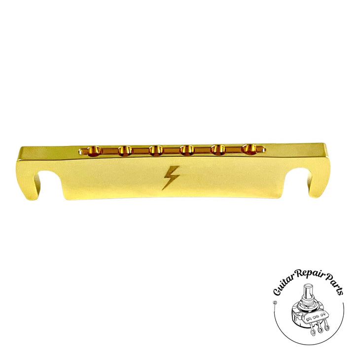 Lightning Guitars Reduced Break-Angle Non-Top-Wrap Stop Tailpiece - Gold
