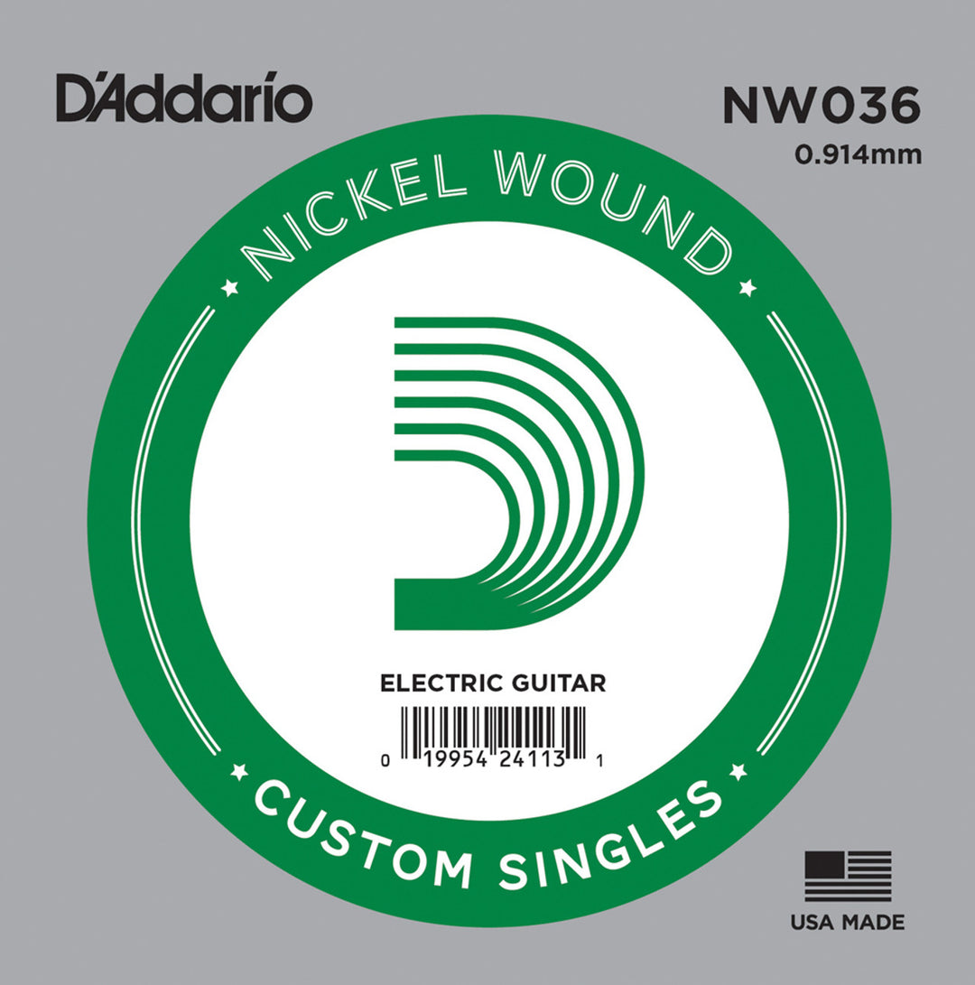 D'Addario NW036 Nickel Wound Single Electric Guitar String .036"