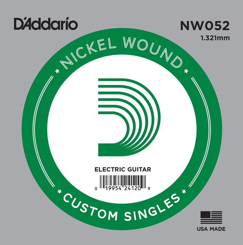 D'Addario NW052 Nickel Wound Electric Guitar Single String .052"
