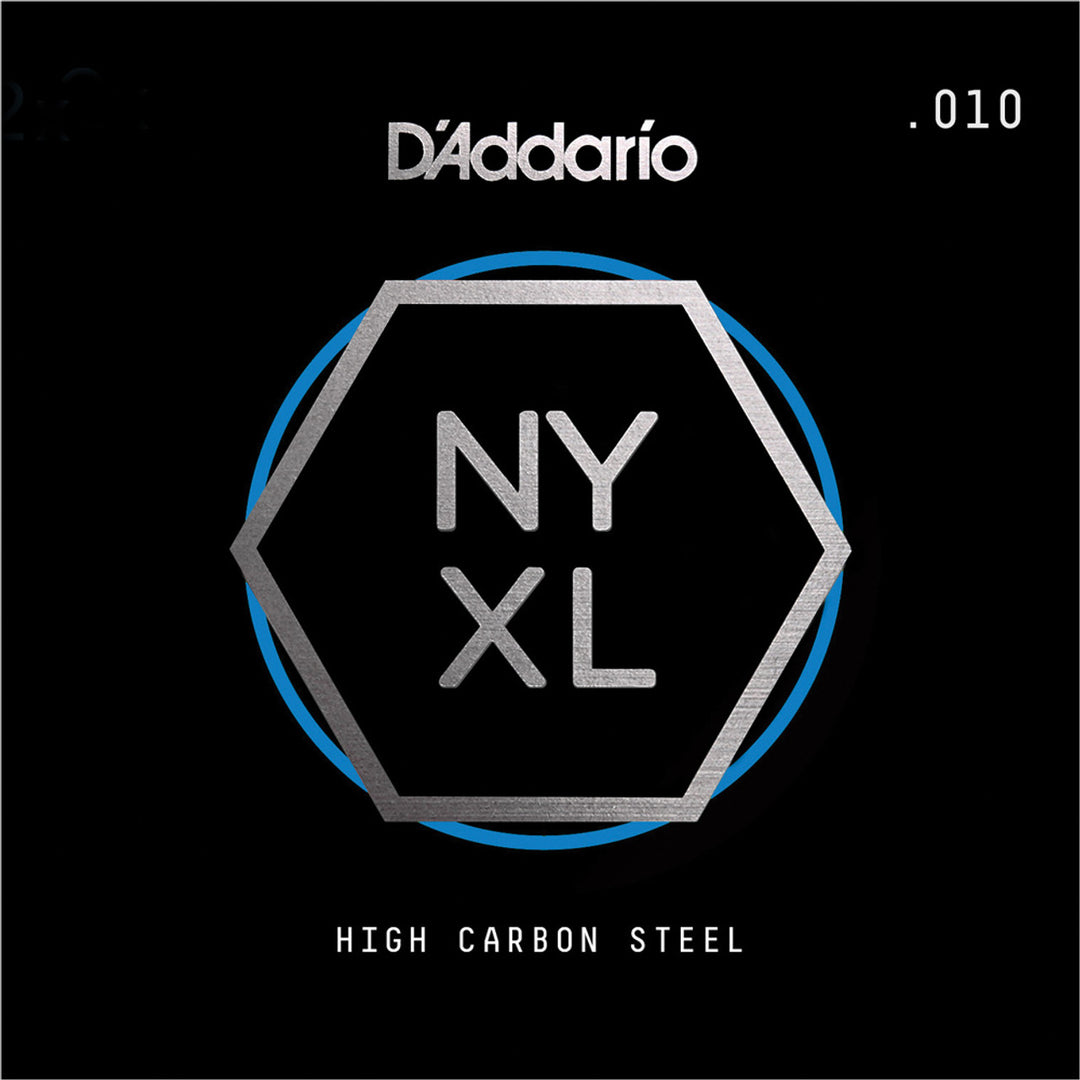 D'Addario NYXL Single NYS010 Plain High Carbon Steel Guitar String, .010