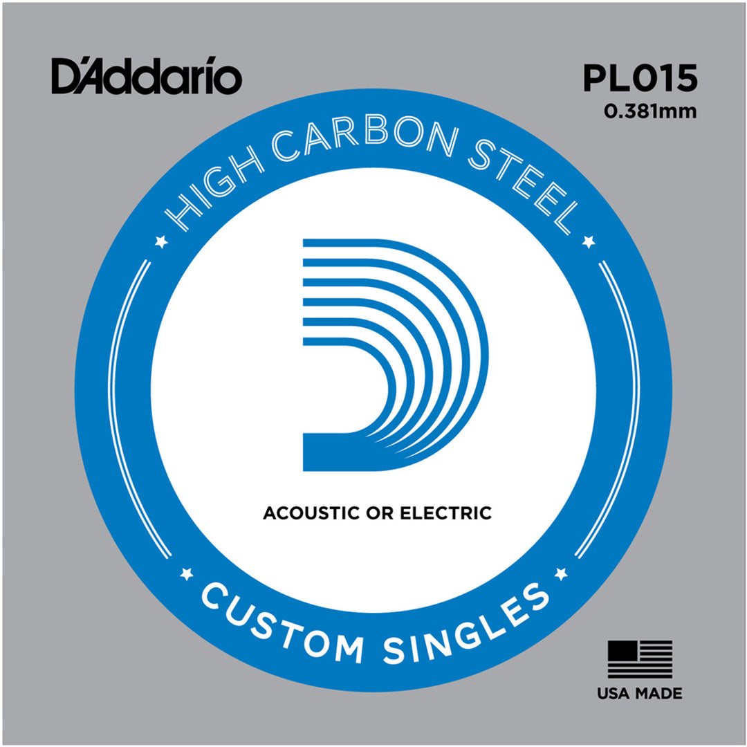 D'Addario PL015 Plain Steel Single Guitar String .015"