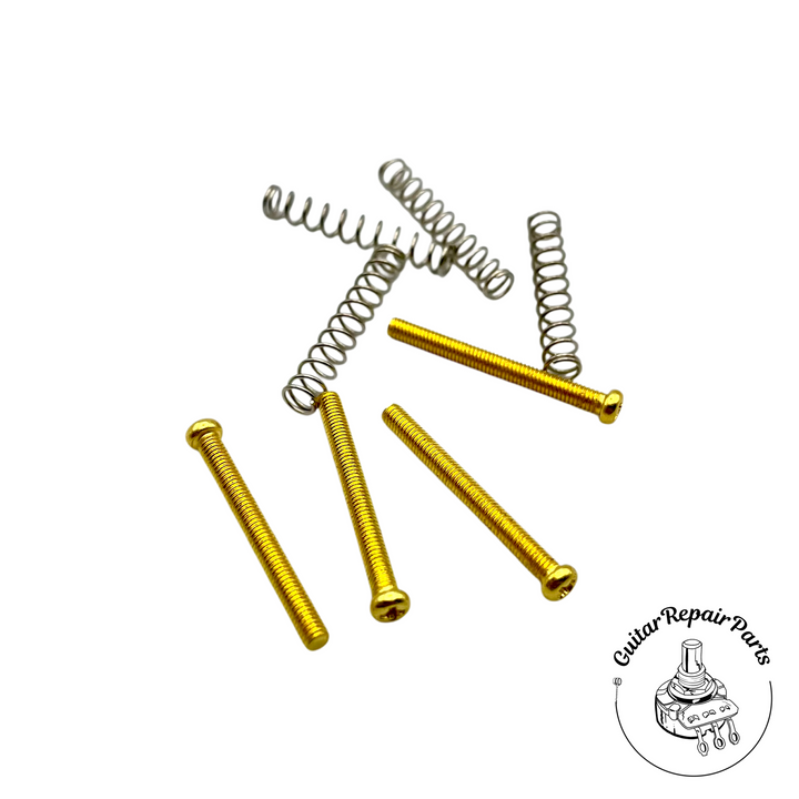 Metric Humbucker Mounting Screws and Springs M3x0.5 (4 ea.) - Gold
